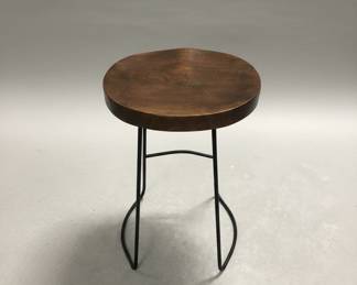Industrial Style Round Wood Top Stool
