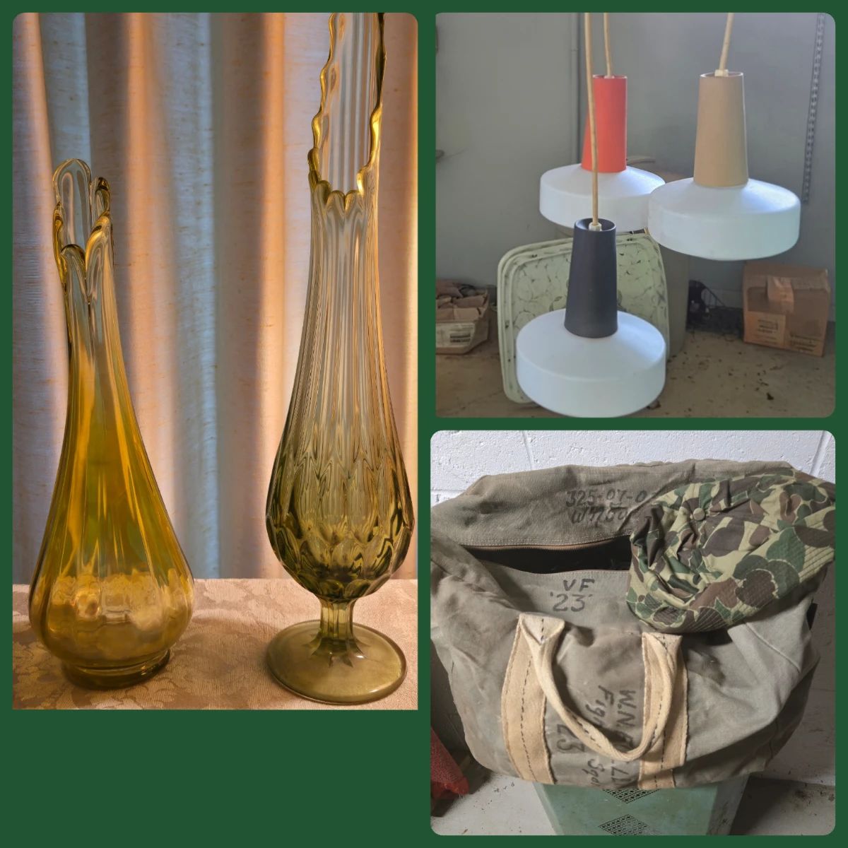 Swung Vases, MCM "Jetsons" light fi ture, Navy VF '23' Fight Crew Bag