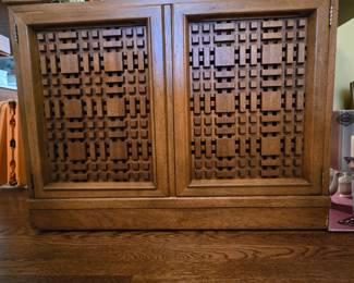 Bar or server  cabinet with fold out top.