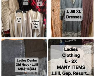 Ladies Clothing. Lots of J.Jill! Dresses Denim, Sweaters and casual items pictured are just a few of the L - 2X items that available.