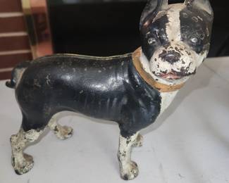 Large collection of vintage Boston Terrier items including art