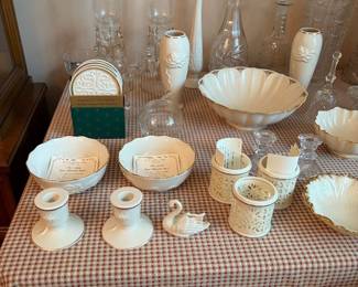 Assorted Lenox china and vintage glassware