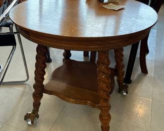 Barley twist tiger oak table