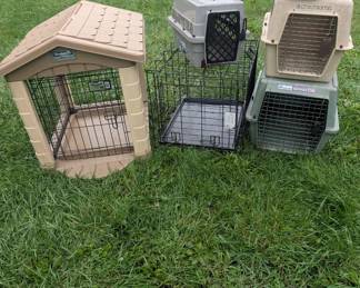 Assortment of animal carriers and kennels