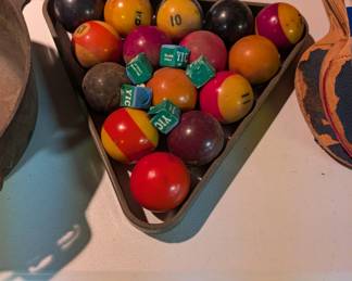 Set of 1970's Era Pool Balls and Rack