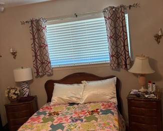 French provincial full size bed with 2 nightstands.