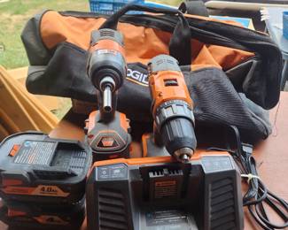 Rigid 18v cordless drill and impact driver - 2 tool combo kit with a carrying case