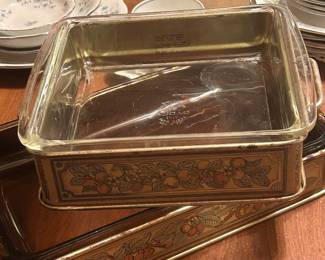 Vintage Pyrex and Metal trays