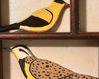 Handmade and hand painted wooden birds