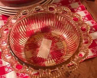 Pink depression glass bowl