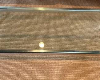 Modern Rectangular GlassTop Coffee Table with Silver Metal Frame