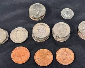 29 Eisenhower Liberty Dollar Coins, Half Dollar and 3 Copper Coins