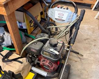Outside tool workshop, power washer