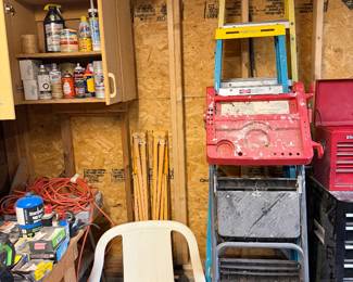 Outside tool workshop, ladders