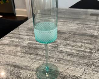 Tiffany and Company Blue and Clear Champagne Flute
