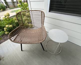 Mid-Century Modern Woven Chair and Side Table