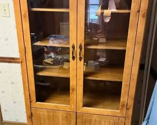 Wood Hutch with Leaf Detail Handles