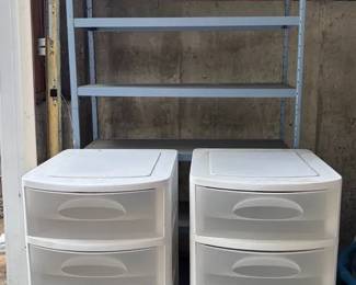 Metal Shelf 2 Sterilite 4 Drawer Plastic Bins