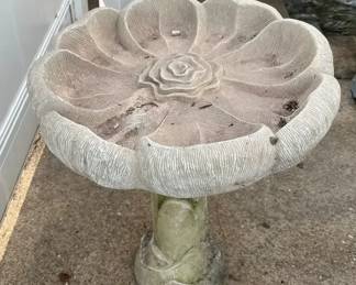 Cement Flower Birdbath