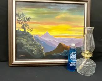 Majestic Mountain Panoramic Sunset Country Lamp