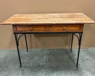 Wooden Industrial Style Table
