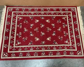 Traditional Red Oriental Fringed Rug