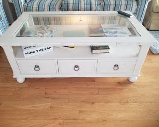 Glass top 3-drawer coffee table