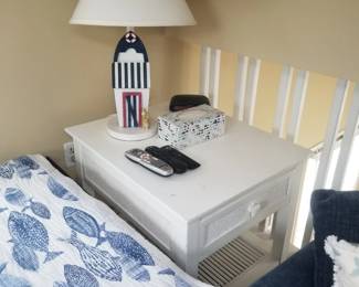 End table; table lamp