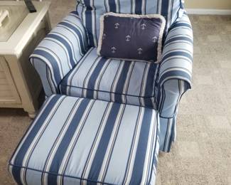 Striped chair & ottoman