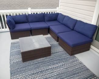 Patio conversation set; rug