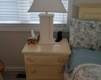 Queen bedroom suite: queen bed; nightstand; table lamp