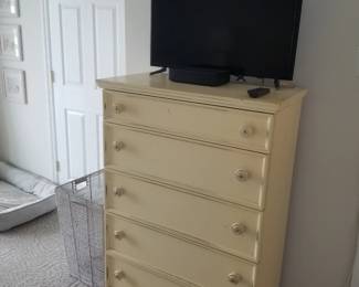 Queen bedroom suite: tall dresser. TV