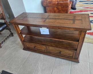 Media Cabinet, solid wood, finished on all sides.