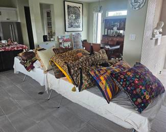 Huipil Pillows, vintage outfits, from 50-100 years old.