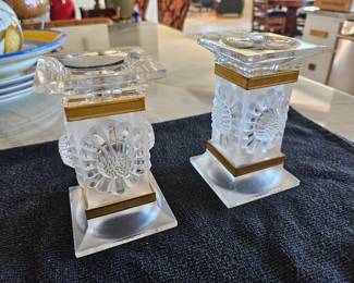 Lalique Gold Banded Candlestick Holders.jpeg