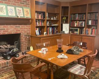 Vintage Drop Leaf Table 2 pairs of matching chairs.