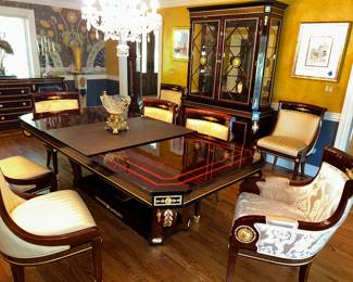 Louis Vuitton style black lacquer Dining set $2,200
