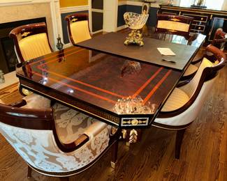 Louis Vuitton style black lacquer Dining set $2,200