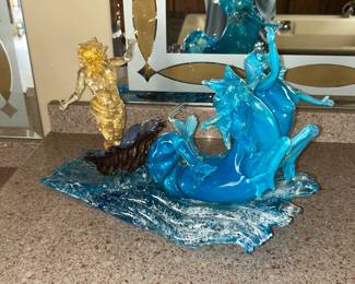 Large Murano Poseidon Blown Art Glass Sculpture (repaired head) $650