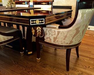 Louis Vuitton style black lacquer Dining set $2,200