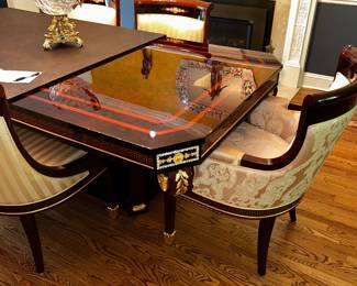 Louis Vuitton style black lacquer Dining set $2,200