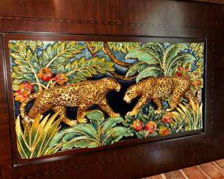 Original Jay Strongwater Jungle scene Tile wall art (Nieman Marcus) $1,800