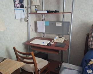 Computer desk, computer and printer