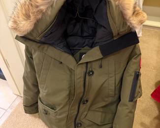down jacket, coyote trim