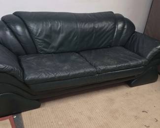 Green Italian Leather Sofa
