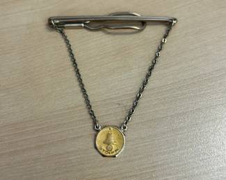 Tie Clip With 14k Gold Pendant