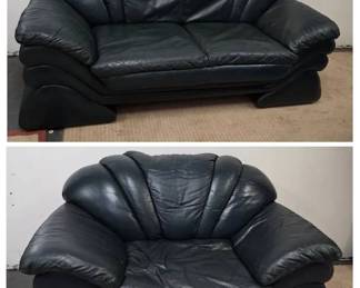 Green Italian Leather Sofa Oversized Chair