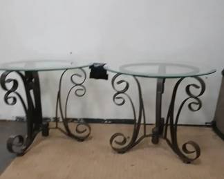 Set Of 2 Metal Glass Tables