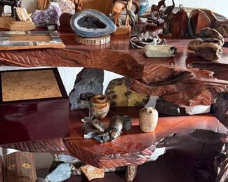 native American decor & redwood table