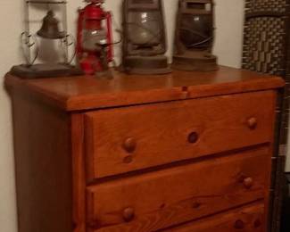 Soild wood dresser & rustic lanterns